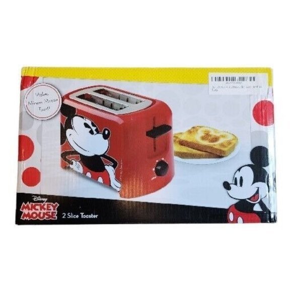 Disney Mickey Mouse 2 Slice Toaster Character Imprint Red NIB - Picture 4 of 5